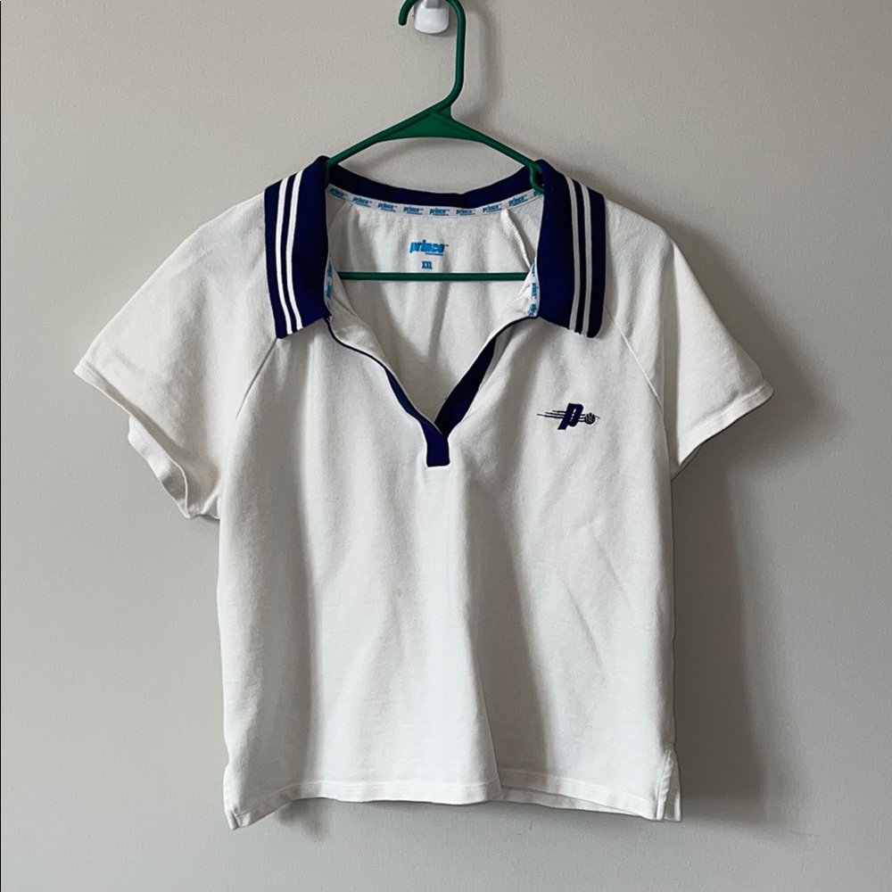 White and Blue Women’s Crop Polo
